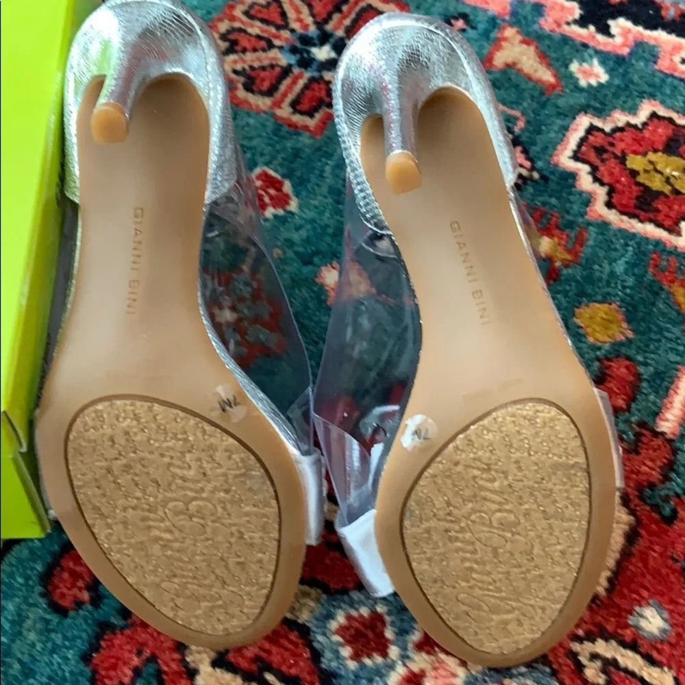 Gianni Bini Silver and White Heels